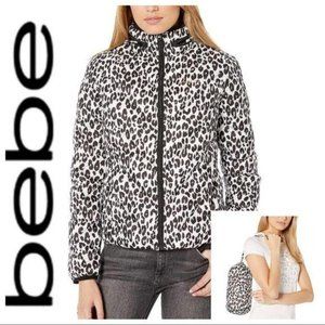 BEBE Cheetah Print Packable Hood Puffer JACKET NWT